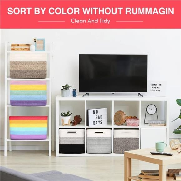 Rope Storage Baskets 3-Pack - Woven Baskets for Storage |Baby Basket for Nursery - Picture 5 of 8